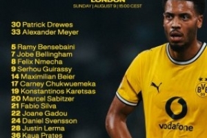多特酋长杯名单：恩梅查领衔、吉拉西、小贝林厄姆、卡雷查斯在列